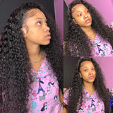 ****sale Glueless Kinky Curly 26 Inch Long Black Lace Front Wig Babyhair Soft High Temperature Natural Hairline With Baby Hair
