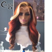 Loose Wave 613 Honey Blonde Ginger Ombre Color Frontal Synthetic Transparent 13X4 Lace Front Wig - Divine Diva Beauty
