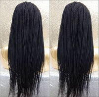 Long Braided Box Braids Lace Front Wig Black Color Style Mirco Braids Wig With Baby Hair 13X4 Lace Frontal Wig