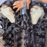 ****sale***Body Wave Transparent Lace Front Human Hair Wigs Brazilian Water Wavy Lace Frontal Wig  PrePlucked 4x4 Lace Closure Wig