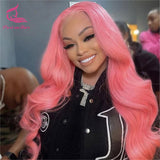 Pink 13x4 HD Transparent Lace Front Wig Body Wave Wigs  613 Colored Full Lace Front Blonde Human Hair Remy Wigs