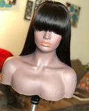 13x4 Transparent Lace Front Wigs With Bangs Straight Lace Front Human Hair Wig Pre Plucked Remy Hair