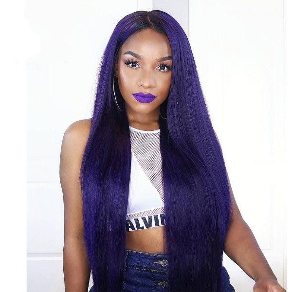 1B Purple Omber Colored 13x4 Lace Front Human Hair Wigs Lace Frontal Wig Preplucked Straight Hair