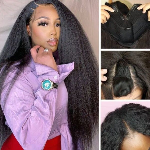 U V Part Wig Human Hair No Leave Out Kinky Straight Wig Human Hair Wigs