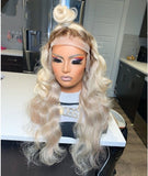 Ombre Blonde HD Transparent Lace Human Hair Wigs Body Wave T Part Lace Wig 613 Blonde Color Wig