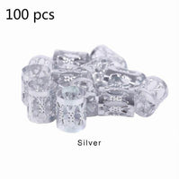 50-200 Pcs/bag Hair Dread Braids Gold Silver Micro Lock Tube Beads Adjustable Cuffs Clips - Divine Diva Beauty