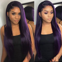 Pink Human Hair Wigs Straight Lace Front Wig 4x4 Lace Closure Straight Human Hair Wig Preplucked Blonde Purple - Divine Diva Beauty