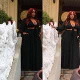 2 Piece Set Long Sleeve Crop Top Set High Skirt plus size avail - Divine Diva Beauty