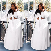 2 Piece Set Long Sleeve Crop Top Set High Skirt plus size avail - Divine Diva Beauty