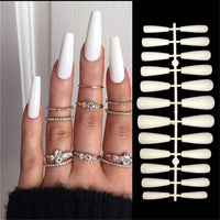 24Pcs Fake Nails With Designs Long Ballerina False Nails Detachable  Coffin french Nails Full Cover Nail Tips Press On Nails - Divine Diva Beauty