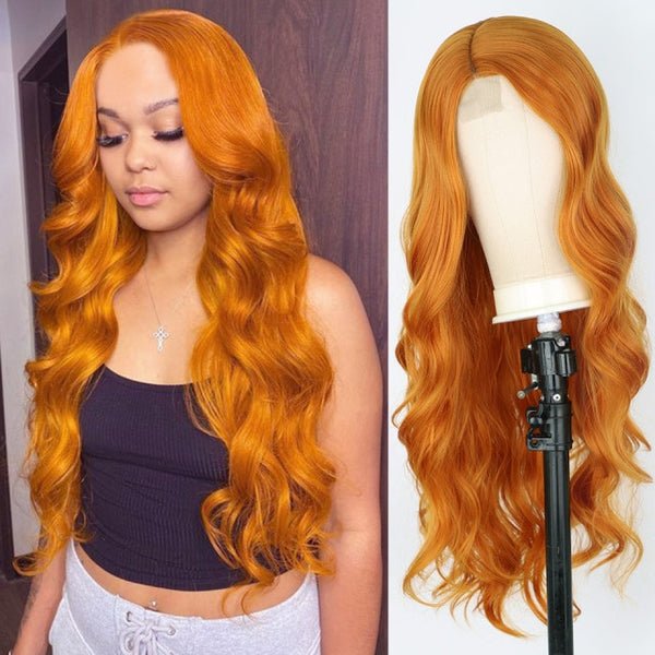 Synthetic Long Wavy Wig Orange Wigs Side Part Natural Black Wig Blonde Pink - Divine Diva Beauty