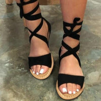 Ankle strap Roman sandal Solid Color Flat  Open Toe shoe - Divine Diva Beauty