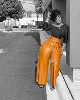 Faux Leather Straight leg High w. Pants - Divine Diva Beauty