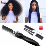Black Hot Comb Hair Straightener Flat Iron Electric Hot Heating Comb Wet And Dry Hair Curler Straight Styler Curling Iron - Divine Diva Beauty