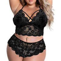 Plus Size avail Bra 2 Pieces Sets Sexy Lingerie Padded Bra Lace Embroidery Underwear - Divine Diva Beauty
