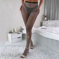 Erotic Pants Rhinestone Patchwork Sexy Women Hollow Out Fishnet Black Leggings Pants - Divine Diva Beauty