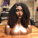 Side Part Curly Short Bob Wig 13X4 Lace Front Wig Human Hair Wig PrePlucked Pixie Cut Remy Brazilian Lace Closure Wig - Divine Diva Beauty