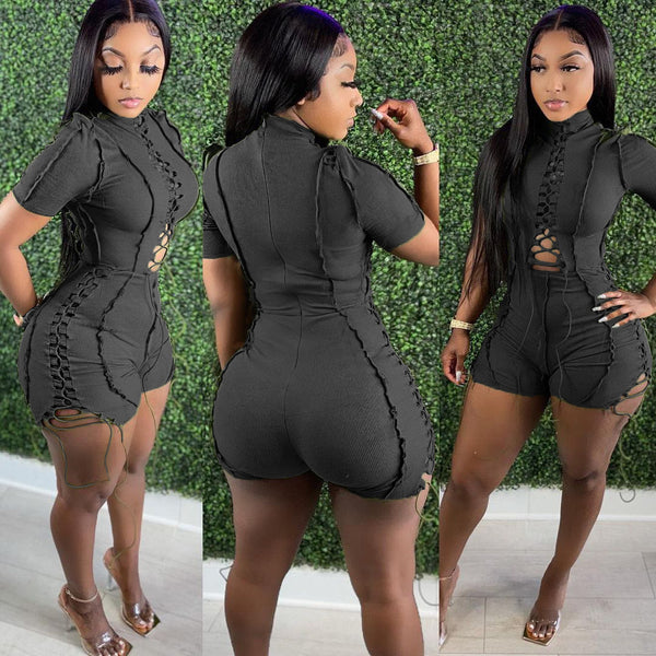 Cutout Strappy Bandage Rompers bodysuits - Divine Diva Beauty
