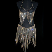 Body Chain Multilayer Chest Chain Dress With Rhinestones - Divine Diva Beauty