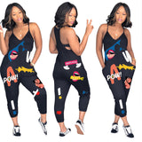 Backless Romper One Piece Overalls Outfits Print Casual Bodysuit Plus Size avail - Divine Diva Beauty