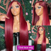 30 36 Inch Burgundy 13x6 Hd Lace Frontal Human Hair Wig Bone Straight Lace Front 99J Colored Human Hair Wigs