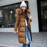 Jacket Parka Down Cotton Parkas Winter Jacket Fur Collar Hooded Parkas Overcoat Thick Slim Long Coat Outerwear