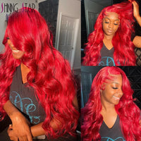 30 Inch Body Wave Lace Front Wigs Hot Red Lace Front Human Hair Wigs Pre Plucked 13X4 Human Hair Lace Frontal Wig Remy