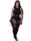 2 Piece Outfits Summer Top Sleeveless Women Pants Set Streetwear Ladies Plus Size Set