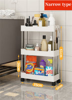 3/4 Tier Rolling Utility Cart Storage Shelf Movable Gap Storage Rack Kitchen Bathroom