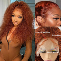 Ginger Curly Wig Human Hair with 13x4 Lace Front Wig Colored Orange Curly Human Hair Wigs for Women Pre Plucked Brazilian Hair