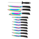 Incredibly Durable Deluxe Rainbow Knife Block with Uniquely Colored Handles for Added Safety