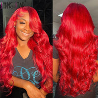 30 Inch Body Wave Lace Front Wigs  Hot Red Lace Front Human Hair Wigs Pre Plucked 13X4 Human Hair Lace Frontal Wig Remy