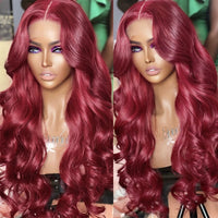 30 Inch Body Wave Lace Front Wigs  Hot Red Lace Front Human Hair Wigs Pre Plucked 13X4 Human Hair Lace Frontal Wig Remy