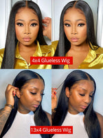 Glueless Wig Human Hair Ready To Wear Bone Straight 13x4 Lace Frontal Wig 4x4 5x5 Lace Closure Pre Cut PrePlucked
