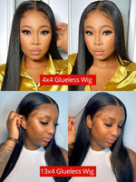 Glueless Wig Human Hair Ready To Wear Bone Straight 13x4 Lace Frontal Wig 4x4 5x5 Lace Closure Pre Cut PrePlucked