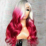 Pre Plucked Lace Frontal Wigs Ombre Blonde Pink Wavy 13X4 180% Density 2 Tones Colored Human Hair Wigs Body Wave Wig