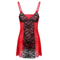 Sexy Lingerie Dress Babydoll Lace Bowknot Look See Through Lingerie