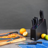 Incredibly Durable Deluxe Rainbow Knife Block with Uniquely Colored Handles for Added Safety