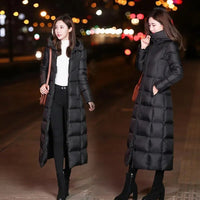 Long Down Cotton Coats Womens Black Parka Warm Jacket Female Hooded Cotton-padded Coat Thicken Warm Puffer Coat plus size avail