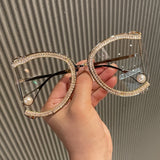 Oversized Diamond Designer Sun Glasses Ladies Luxury Glasses Shades