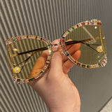 Oversized Diamond Designer Sun Glasses Ladies Luxury Glasses Shades