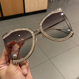 Oversized Diamond Designer Sun Glasses Ladies Luxury Glasses Shades