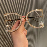 Oversized Diamond Designer Sun Glasses Ladies Luxury Glasses Shades