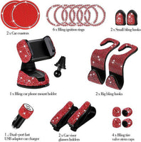 20pcs/set Rhinestones Car Phone Holder Universal Bling Car Accessories for Women Auto Interior Hooks Sticker Pad Set Pink - Divine Diva Beauty