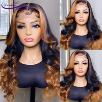 Brazilian Remy Wavy Human Highlight Lace Frontal Wigs 13X4  Lace Front 4x4 Lace Closure Human Hair Wigs Highlight Lace Wigs - Divine Diva Beauty