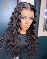 30 inch Lace Front Human Hair Wigs Burgundy Blue Colors Deep Wave Ombre Preplucked HD Lace Frontal Wig - Divine Diva Beauty