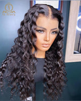 30 inch Lace Front Human Hair Wigs Burgundy Blue Colors Deep Wave Ombre Preplucked HD Lace Frontal Wig - Divine Diva Beauty