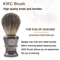 KIKC Men’s Beard Shaving Brush, Women’s Leg and Arm Shaving Brush for Shaving Cream, with Pure Badger Hair, Metal Handle, Saloon Cleaning Tool, Shaving Brush Kit for Safety Razor, Straight Razor gray - Divine Diva Beauty