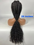 Synthetic Hair Braided Ponytail Lace Front Wigs Kinky Curly Frontal with Baby Hair Cornrow Box Braided Wigs