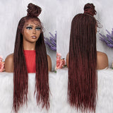 ***sale 28 Inches Synthetic Black Box Braided Lace Front Wigs With Baby Hair Natural Knotless Braiding Wig